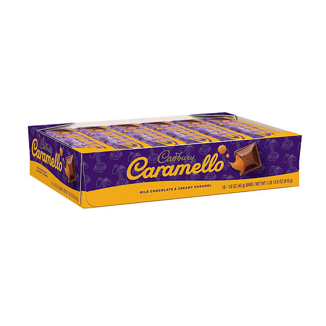 CADBURY CARAMELLO Milk Chocolate Caramel Candy, 1.6 oz., 18 pk.