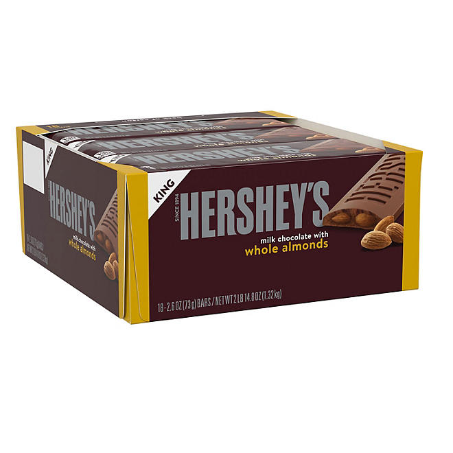 HERSHEY'S Milk Chocolate with Whole Almonds, King Size, 2.6 oz., 18 pk.