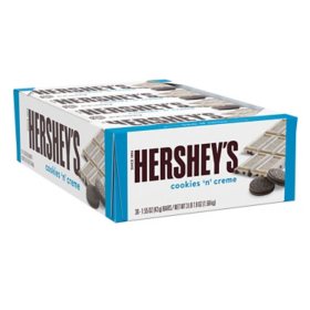 HERSHEY'S Cookies 'n' Creme Candy Bars, 1.55 oz., 36 pk.