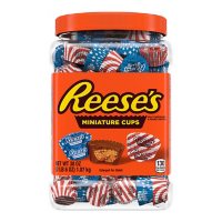 REESE'S Red, White and Blue Miniatures Milk Chocolate Peanut Butter Cups Candy, Bulk Jar (38 oz.)