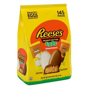 REESE'S Assorted Milk Chocolate White Creme Peanut Butter Snack Size Eggs Candy, Easter, Bulk Variety Bag (88.2 oz, 145 Pieces)