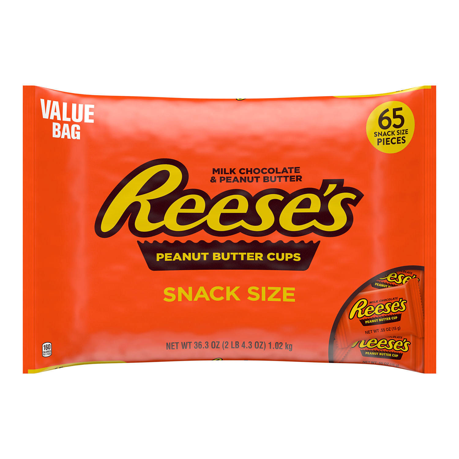 REESE'S Milk Chocolate Peanut Butter Cups, Snack Size, 65 pcs.