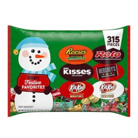 Hershey Chocolate and White Creme Assortment Candy, Christmas, Bulk Variety Bag (81.25 oz., 315 pcs.)