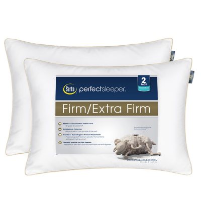 Serta Perfect Sleeper Firm/Extra Firm Jumbo Bed Pillow, 2 Pack