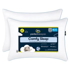 Serta Perfect Sleeper Comfy Sleep Eco-Friendly Bed Pillow, 2 Pack, Assorted Sizes