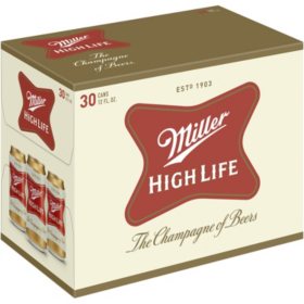 Miller High Life Lager Beer, 12 fl. oz. can, 30 pk.