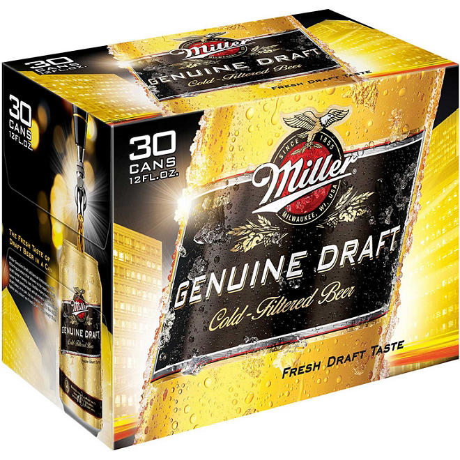 Miller Genuine Draft Beer (12 fl. oz. can, 30 pk.)