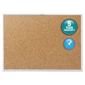 Quartet Classic Cork Bulletin Board, 60" x 36", Silver Aluminum Frame