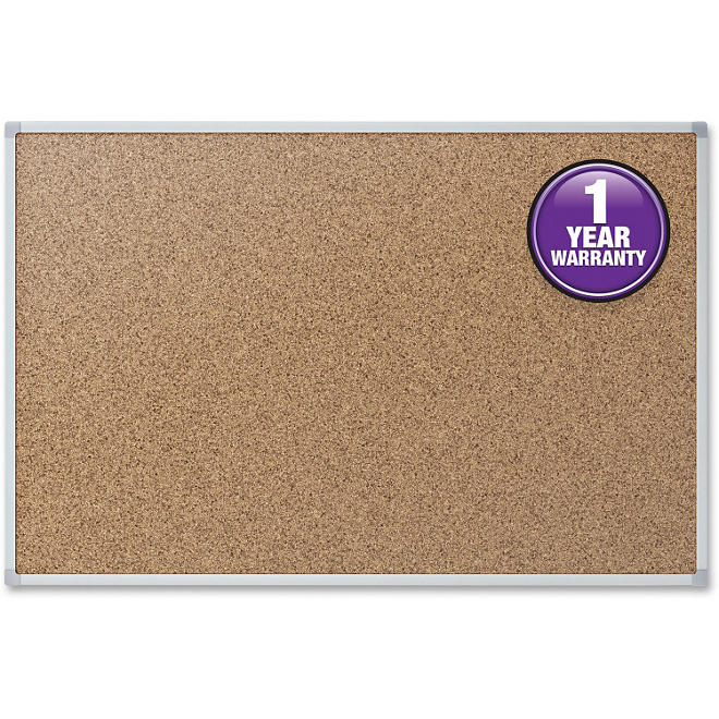 Mead Cork Bulletin Board, 48" x 36", Aluminum Frame