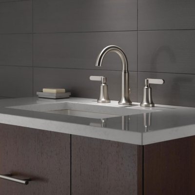 Delta Alux Two Handle Widespread Spotshield Brushed Nickel Faucet - Sam's Club