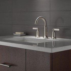 Delta Alux Two Handle Widespread Spotshield Brushed Nickel Faucet