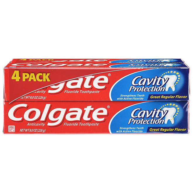 Colgate Cavity Protection Toothpaste with Fluoride, Great Regular Flavor 8 oz., 4 pk.