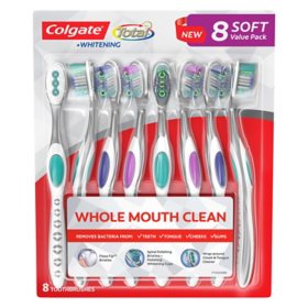Colgate Total + Whitening Toothbrush, Soft or Medium (8 pk.)