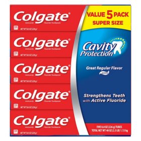 Colgate Cavity Protection Toothpaste with Fluoride, Regular Flavor, 8 oz., 5 pk.