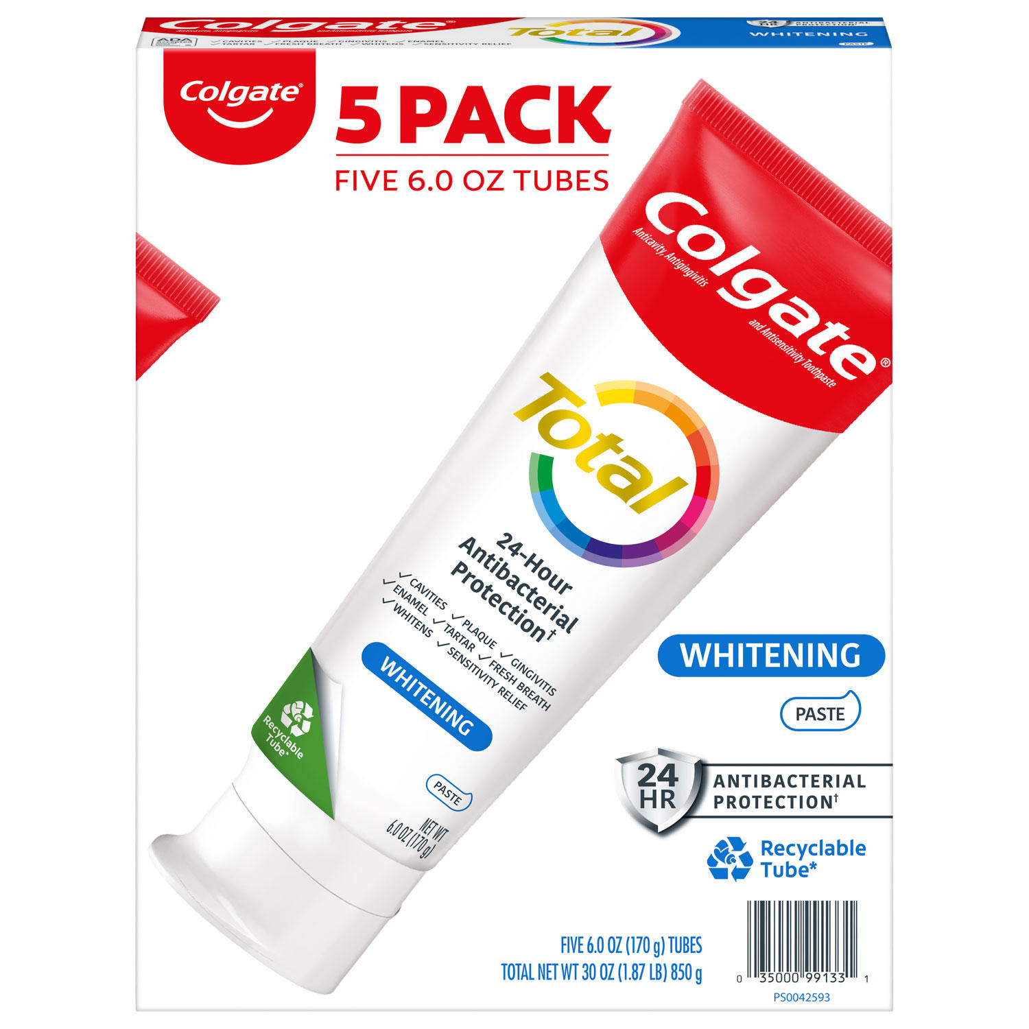 5-Pack Colgate Total Whitening Toothpaste 6 Oz
