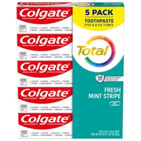 Colgate Total Gel Toothpaste, Fresh Mint Stripe, 6.0 oz., 5 pk.