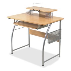 Lorell Laminate Computer Desk With Upper Shelf Maple Sam S Club