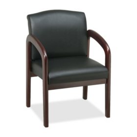 Lorell Deluxe Faux Leather Guest Chair, Black