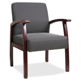 Lorell Deluxe Fabric Guest Chair, Charcoal/Mahogany