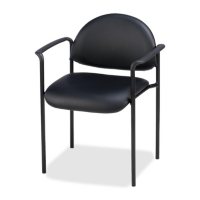 Lorell Vinyl Reception Guest Chair, Black 