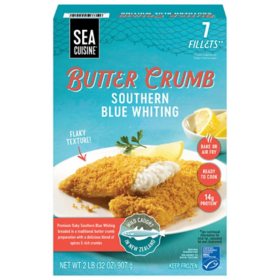 Sea Cuisine Wild Caught Butter Crumb Southern Blue Whiting Fish, Frozen, 7 ct., 2 lbs.