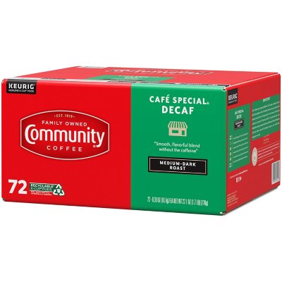 Community Coffee Cafe Special Decaf Medium Dark Roast Single Serve 72 ct. Sam s Club