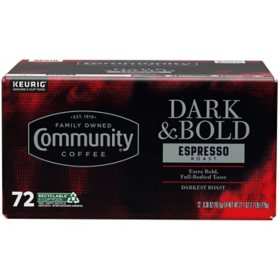 Community Coffee Dark and Bold Espresso Roast Single Serve 72 ct.