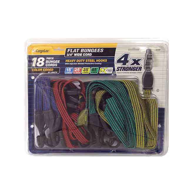 CargoLoc Flat Color-Coded Bungee Cords - 18pc