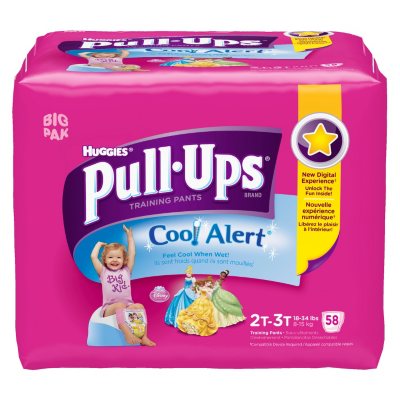 Huggies Pull-Ups Training Pants with Cool Alert for Girls, Size 2T-3T  (18-34 lbs.), 58 ct. - Sam's Club