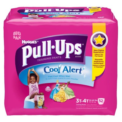 Huggies Pull-Ups Training Pants with Cool Alert for Girls, Size 3T