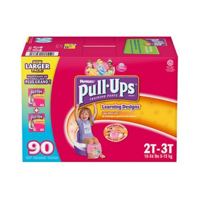 Huggies Pull-Ups Training Pants for Girls, Size 2T-3T (18-34 lbs.), 90 ct.