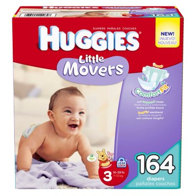 Huggies Little Movers Diapers, Size 3 (16-28 lbs.), 164 ct. - Sam's Club