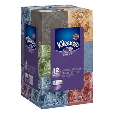.12 Boxes Ultra Soft Kleenex Ultra Soft Tissues 85 Count Each 