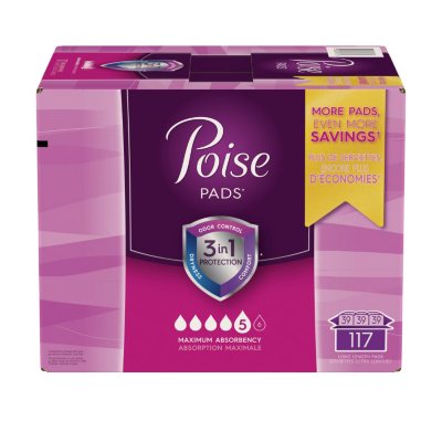 Poise Maximum Absorbency Pads, Long (117 ct.) - Sam's Club