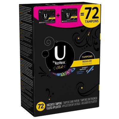 Kotex U Tampons - Regular or Super - 72 ct. - 2 pk. - Sam's Club