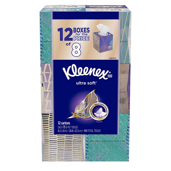 Kleenex Ultra Soft Facial Tissues (75 tissues, 12 pk.)