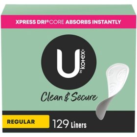 U by Kotex Clean & Secure Panty Liners, Regular, 129 ct.