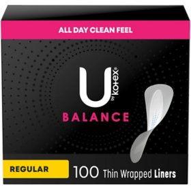 U by Kotex Balance Panty Liners, Regular, 100 ct.