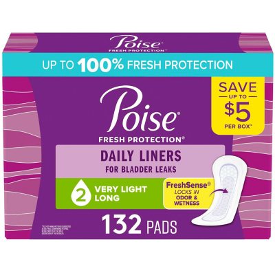 One by Poise Panty Liners (2-in-1 Period & Bladder Leakage Daily Liner),  Long, Extra Coverage, 50 Count Panty Liners (50 Count)