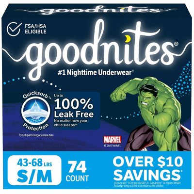 Goodnites Boys' Nighttime Bedwetting Underwear, Size S/M (43-68