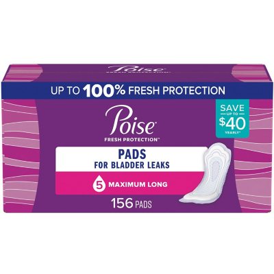 Poise Incontinence Pads for Women, Maximum Absorbency, Long (156 ct.) -  Sam's Club