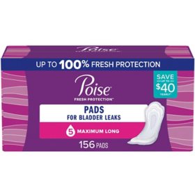 Poise Incontinence Pads for Women, Maximum Absorbency, Long 156 ct.
