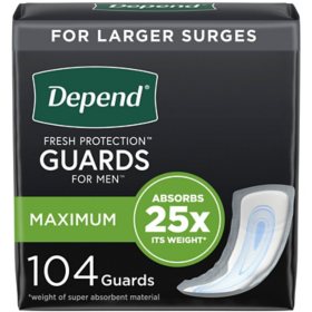 Depend Incontinence Guards for Men, Maximum Absorbency, 52 ct., 2 pk.