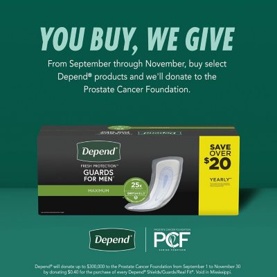 Depend Incontinence Guards for Men, Maximum Absorbency (52 ct., 2 pk.) -  Sam's Club