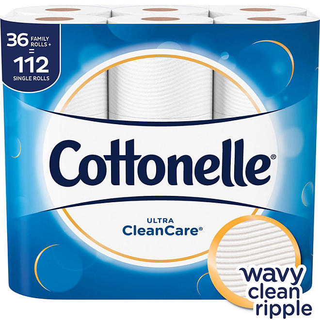 Cottonelle Ultra Clean Care Toilet Paper (36 Family Rolls) 