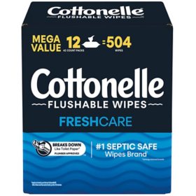 Cottonelle Fresh Care Flushable Wet Wipes, 12 Flip Top Packs (42 wipes/pk., 12 pk.)