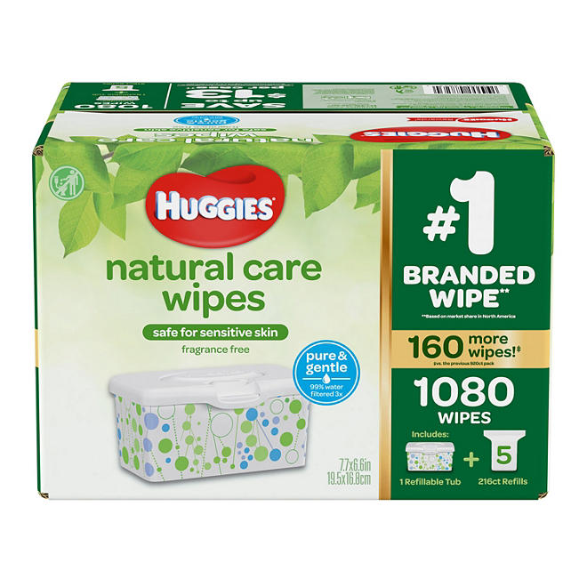 Huggies Natural Care Baby Wipe Refill, Fragrance Free (1,080 ct.)