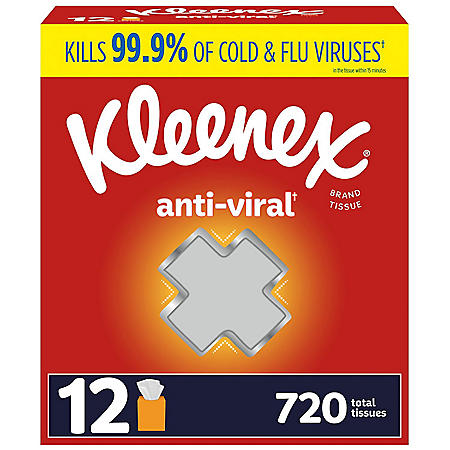 Kleenex Anti-Viral 3-Ply Facial Tissue - Cube boxes (60 tissues, 12 pk.)