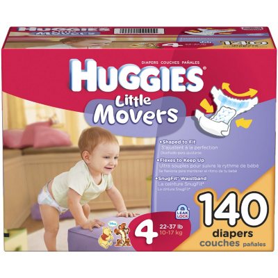 Huggies Little Movers Baby Diapers, Size 4, 140 ct