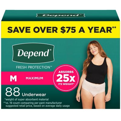 Depend Underwear for Women, Medium (88 ct.) - Sam's Club